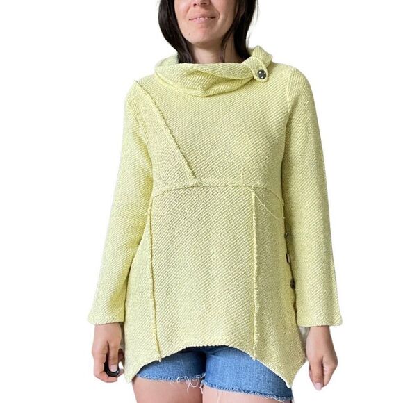 Soft Surroundings Lagenlook Pullover Tunic Sweater Yellow Size MP Petite Medium - Picture 2 of 10